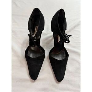 Manolo Blahnik Black Suede D’Orsay Pumps Heels Size 36 1/2 US 6 Read Description